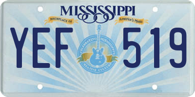 MS license plate YEF519