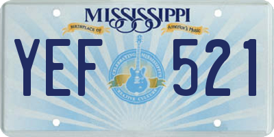 MS license plate YEF521
