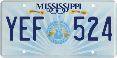 MS license plate YEF524