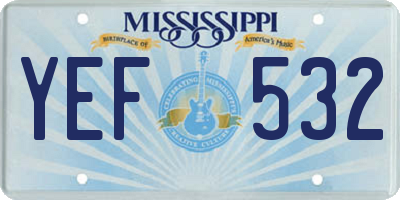 MS license plate YEF532