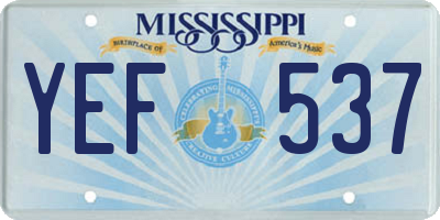 MS license plate YEF537