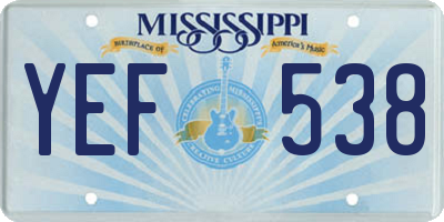MS license plate YEF538