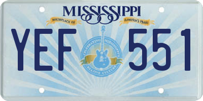 MS license plate YEF551