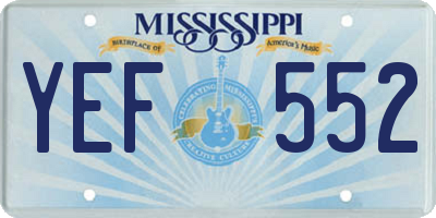 MS license plate YEF552