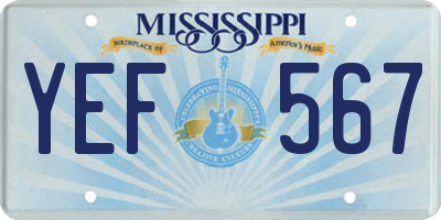 MS license plate YEF567