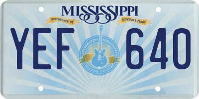 MS license plate YEF640