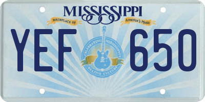 MS license plate YEF650