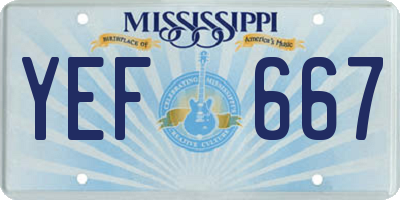 MS license plate YEF667