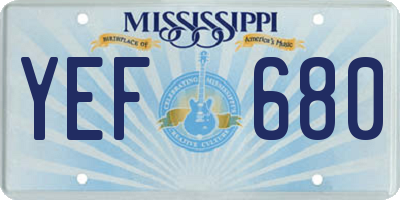 MS license plate YEF680