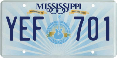MS license plate YEF701