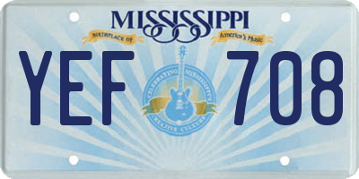 MS license plate YEF708