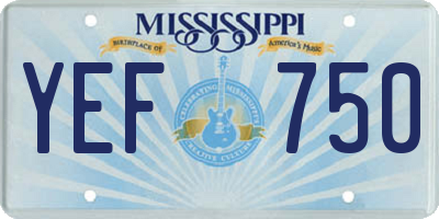 MS license plate YEF750