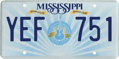 MS license plate YEF751