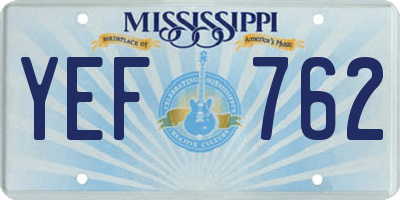 MS license plate YEF762