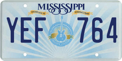 MS license plate YEF764