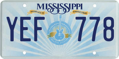 MS license plate YEF778