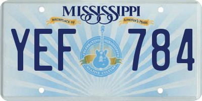 MS license plate YEF784