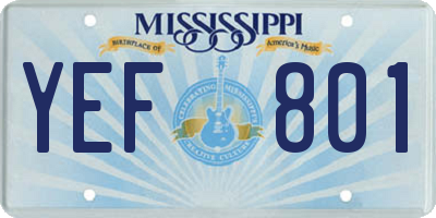 MS license plate YEF801