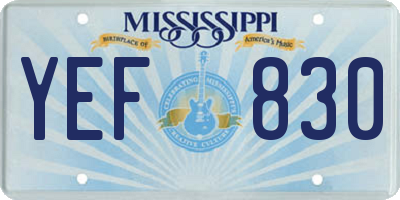 MS license plate YEF830