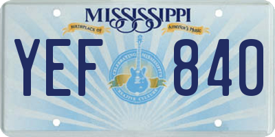 MS license plate YEF840