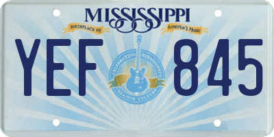 MS license plate YEF845