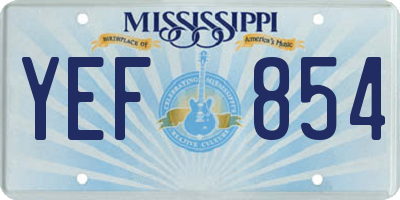 MS license plate YEF854
