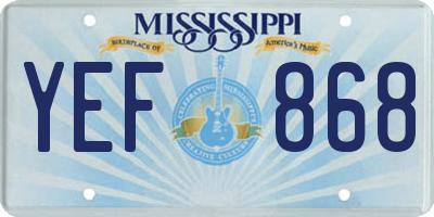 MS license plate YEF868