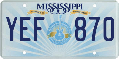 MS license plate YEF870