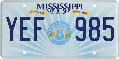 MS license plate YEF985
