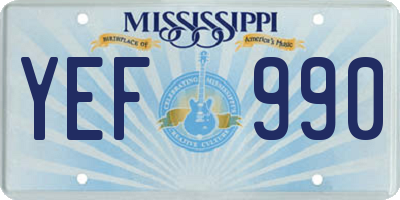 MS license plate YEF990