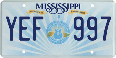 MS license plate YEF997