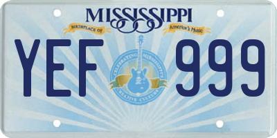 MS license plate YEF999