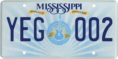 MS license plate YEG002