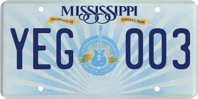 MS license plate YEG003