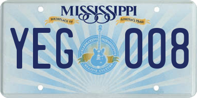 MS license plate YEG008