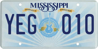 MS license plate YEG010