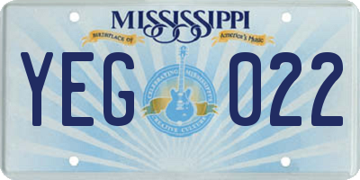 MS license plate YEG022
