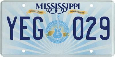 MS license plate YEG029