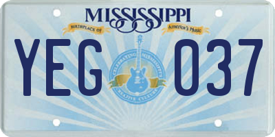 MS license plate YEG037