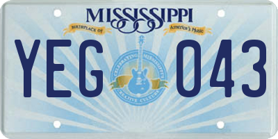 MS license plate YEG043