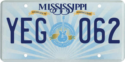 MS license plate YEG062