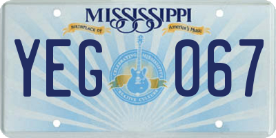 MS license plate YEG067