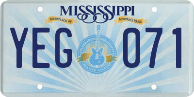 MS license plate YEG071