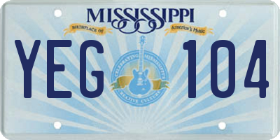 MS license plate YEG104
