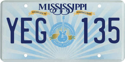 MS license plate YEG135