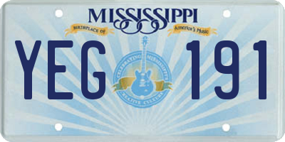 MS license plate YEG191