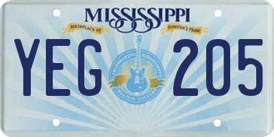 MS license plate YEG205
