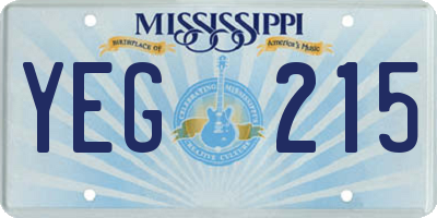MS license plate YEG215