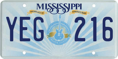 MS license plate YEG216