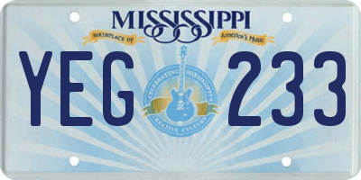 MS license plate YEG233